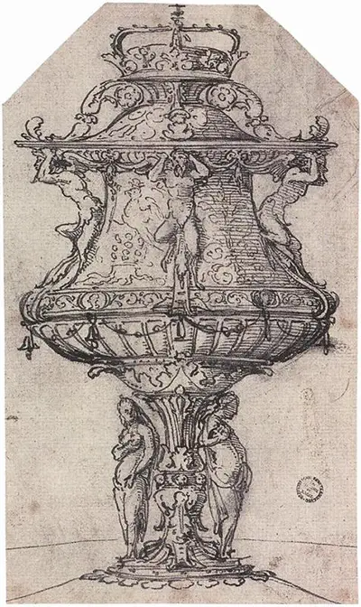 Design for a Table Fountain with the Badge of Anne Boleyn Hans Holbein